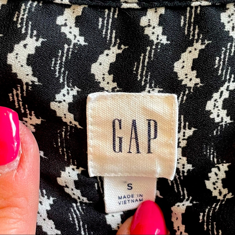 Gap Long Sleeve Button Down Black Print Midi Dress Size S - Picture 15 of 17